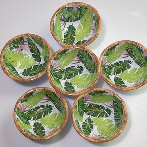 Tommy Bahama Palm Leaves & Birds Of Paradise Set Of 6 Melamine Bowls